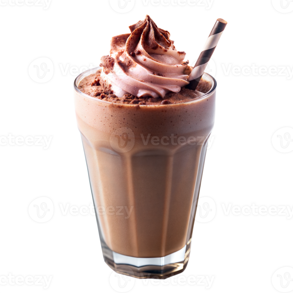 Chocolate milkshake with whipped cream and a straw png