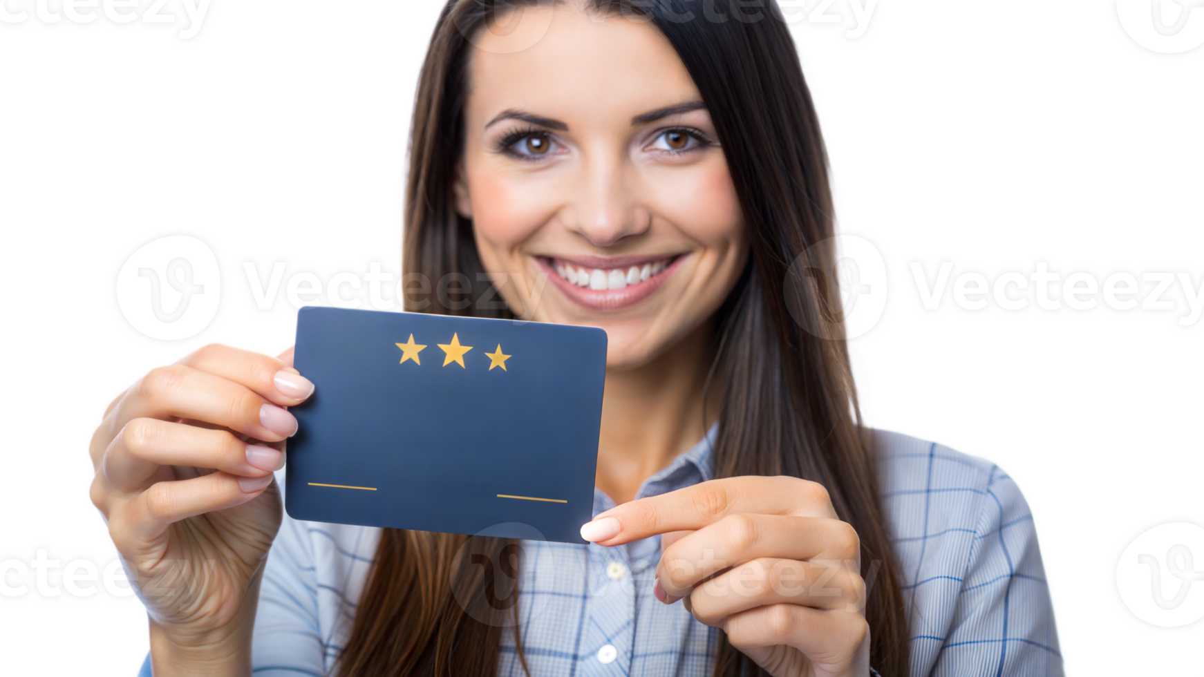 Smiling woman holding a passport for travel png