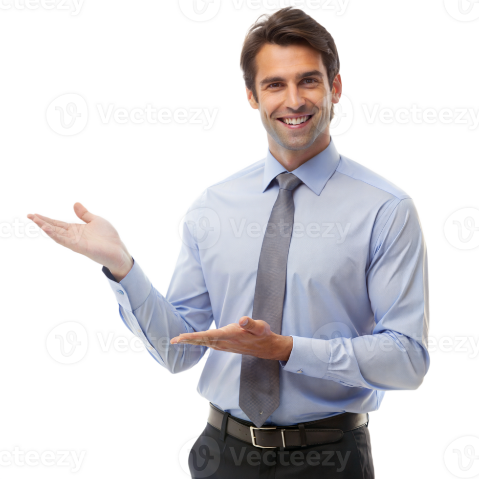 Businessman pointing towards a copy space png