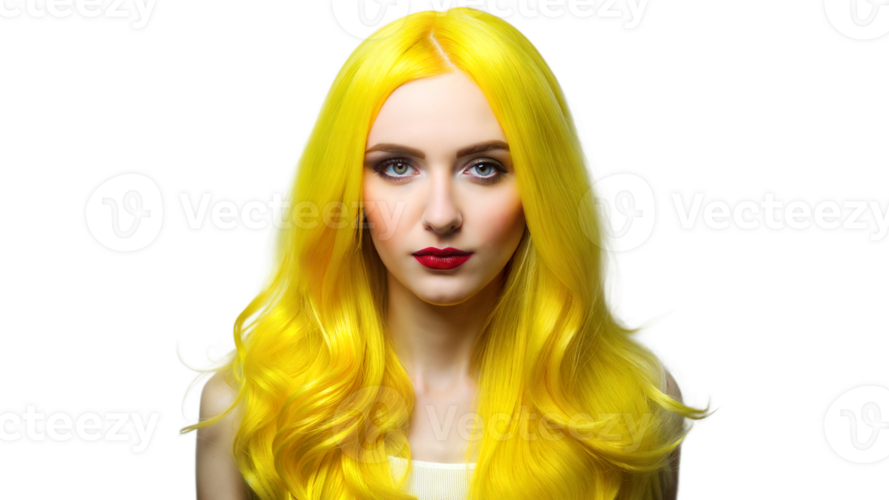 Woman with yellow hair, looking forward png