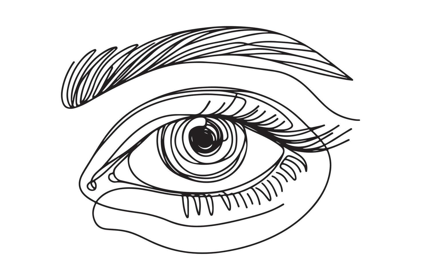 a drawing of an eye with a long nose vector
