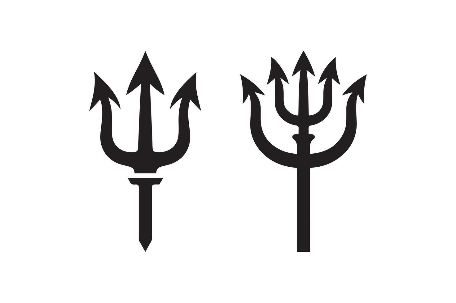 two black and white images of a trident and a spear vector