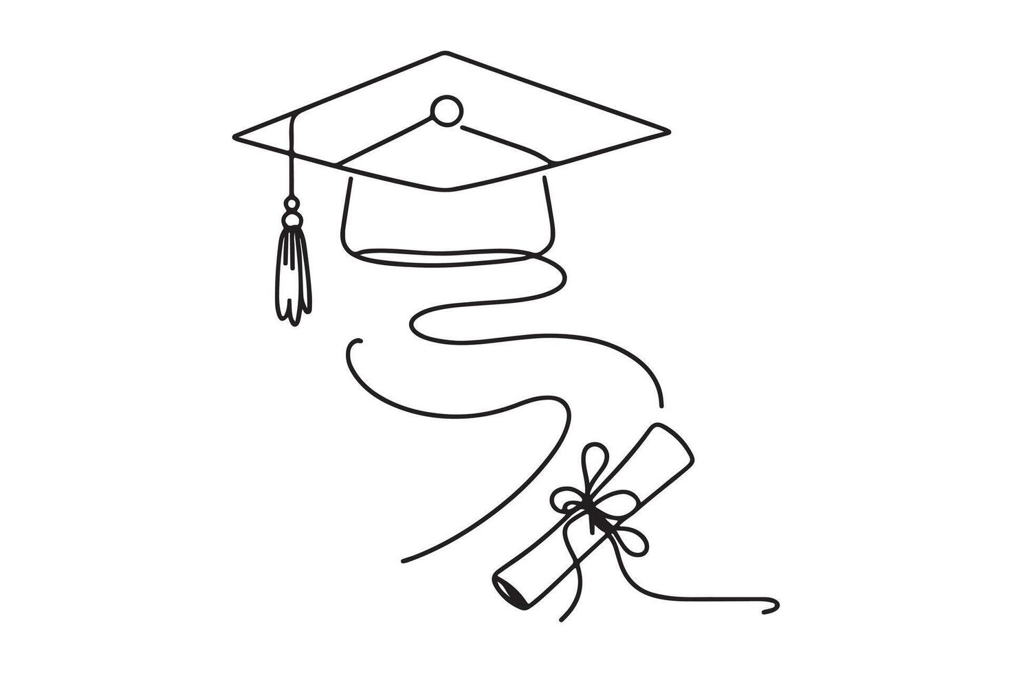 graduation cap and diploma with tassel vector
