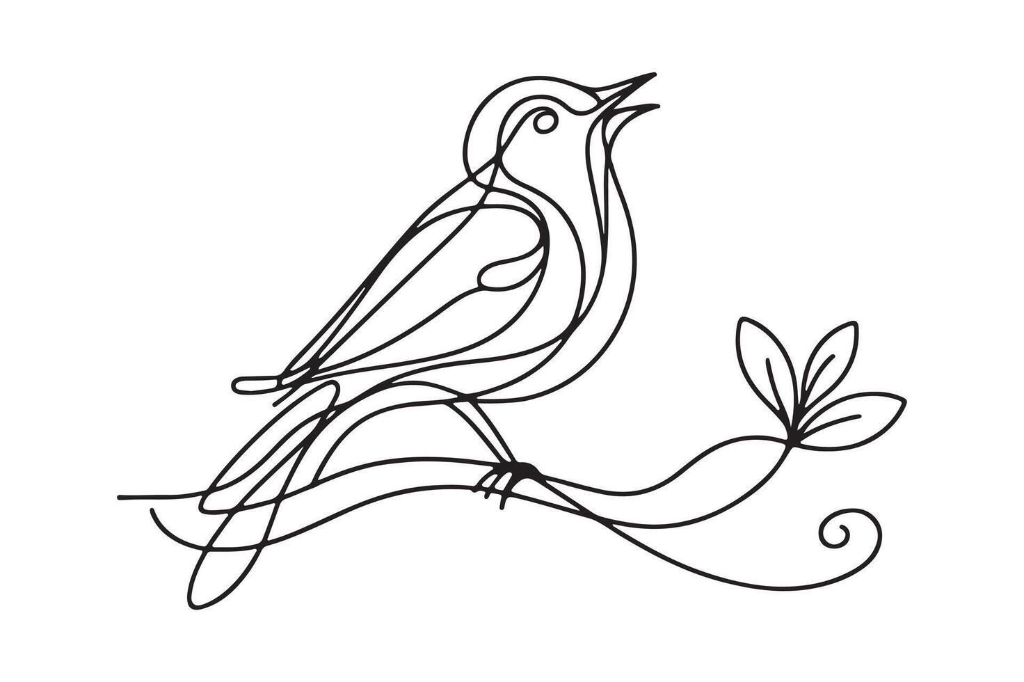 One line cut continuous bird. vector