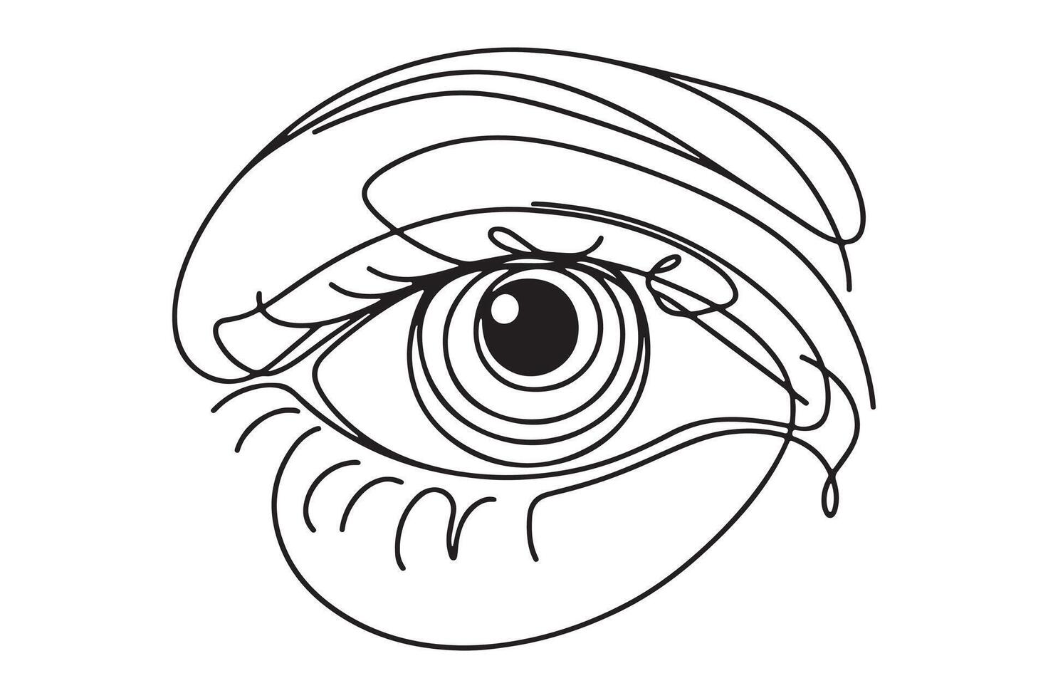 an eye drawn in one continuous line vector
