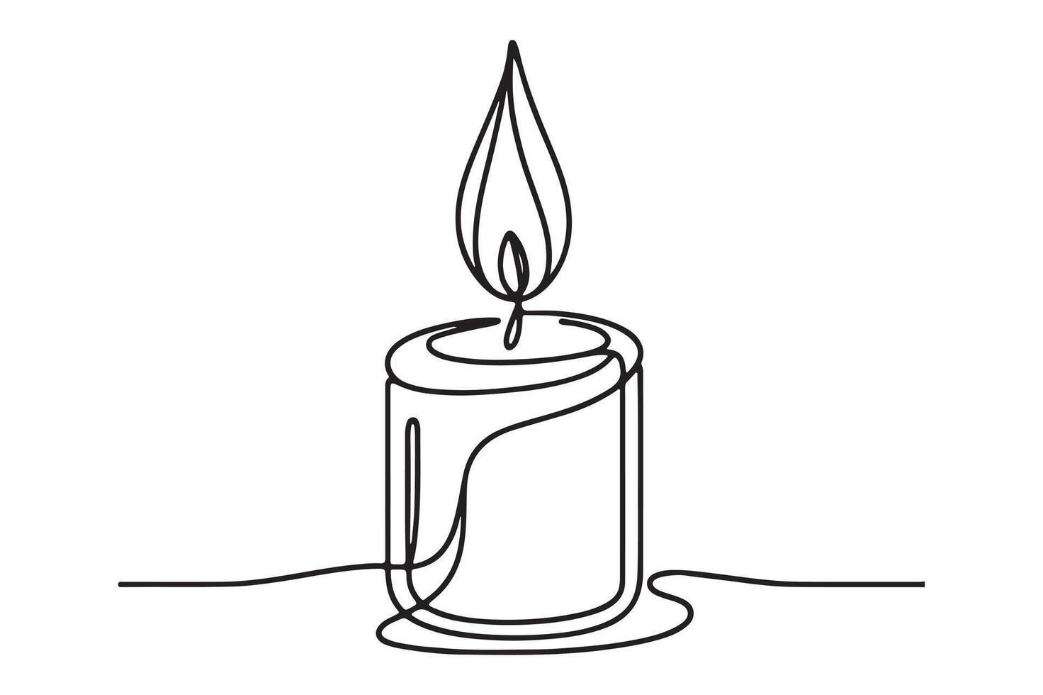 continuous line drawing of a candle with a flame vector