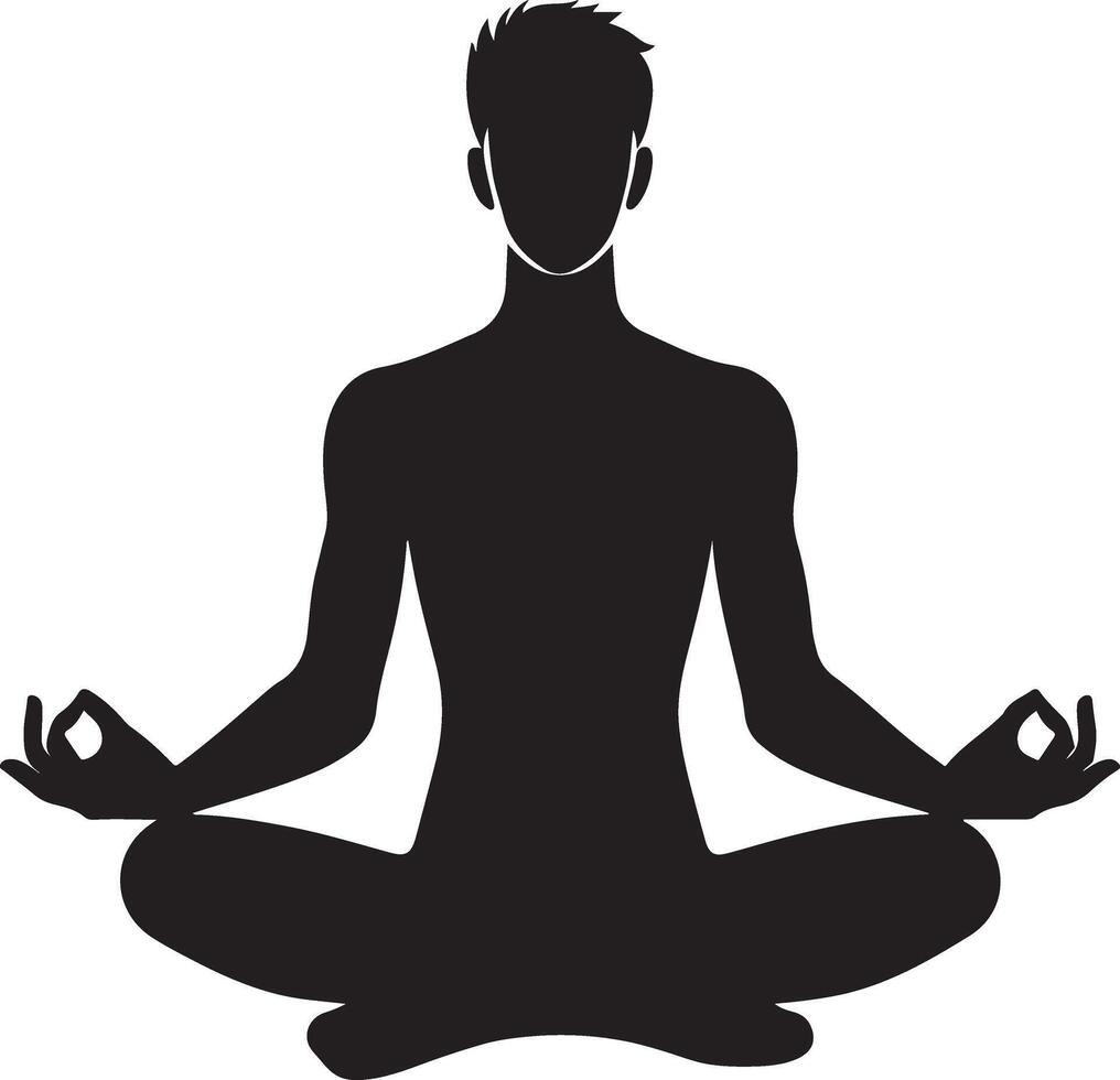 Inspiring Meditating Man Silhouette Illustration Art vector