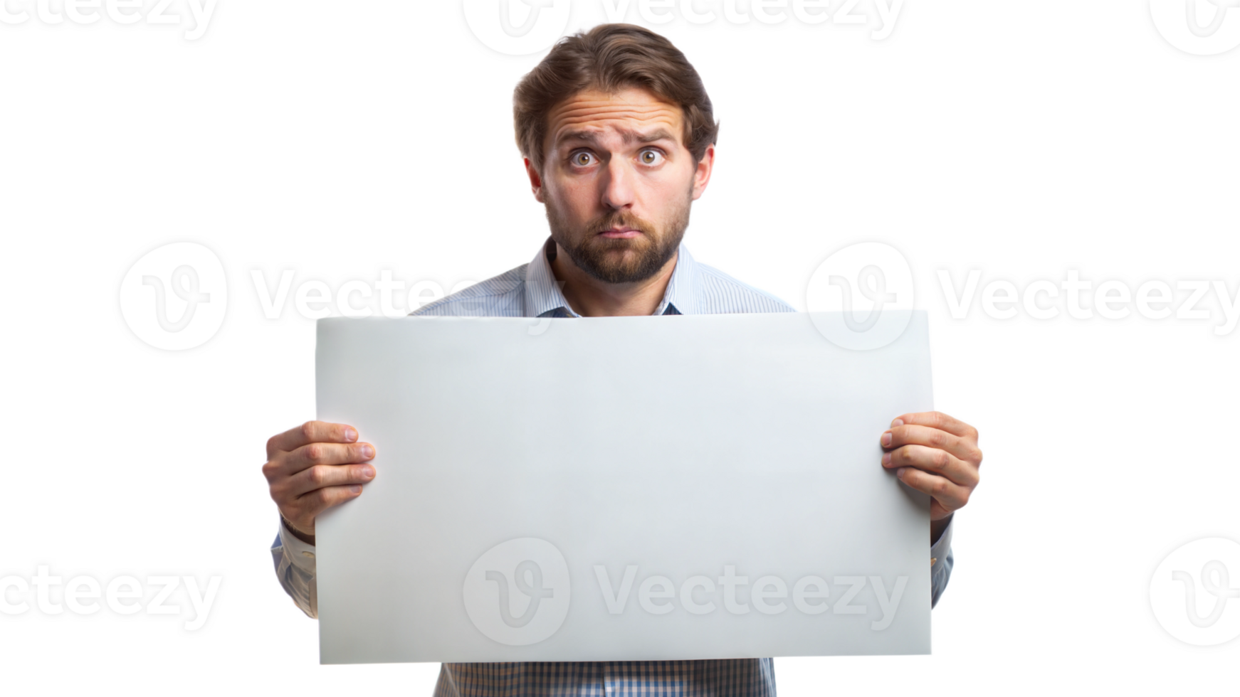 Man holding a blank sign, ready to deliver a message png