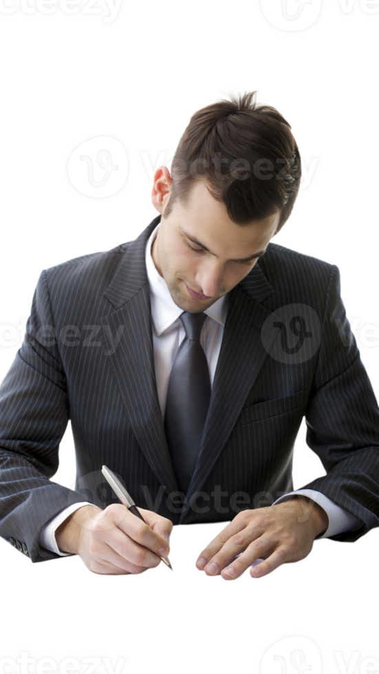 Business man signing a contract at a desk png