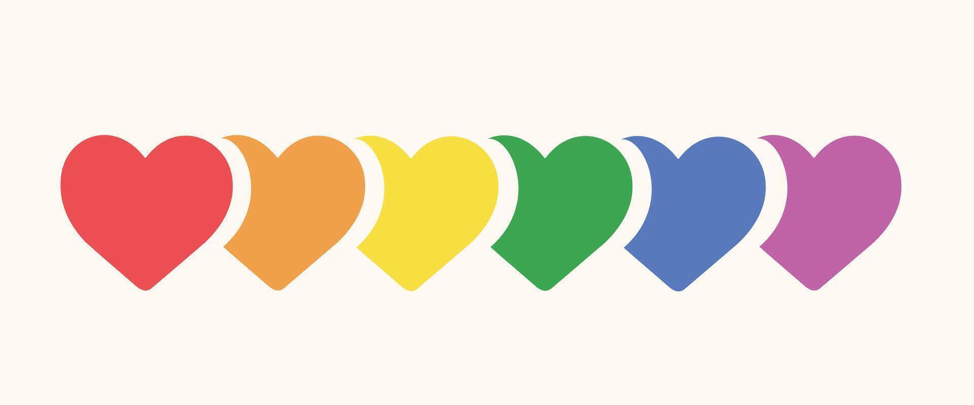 Rainbow heart LGBT Pride signs. vector