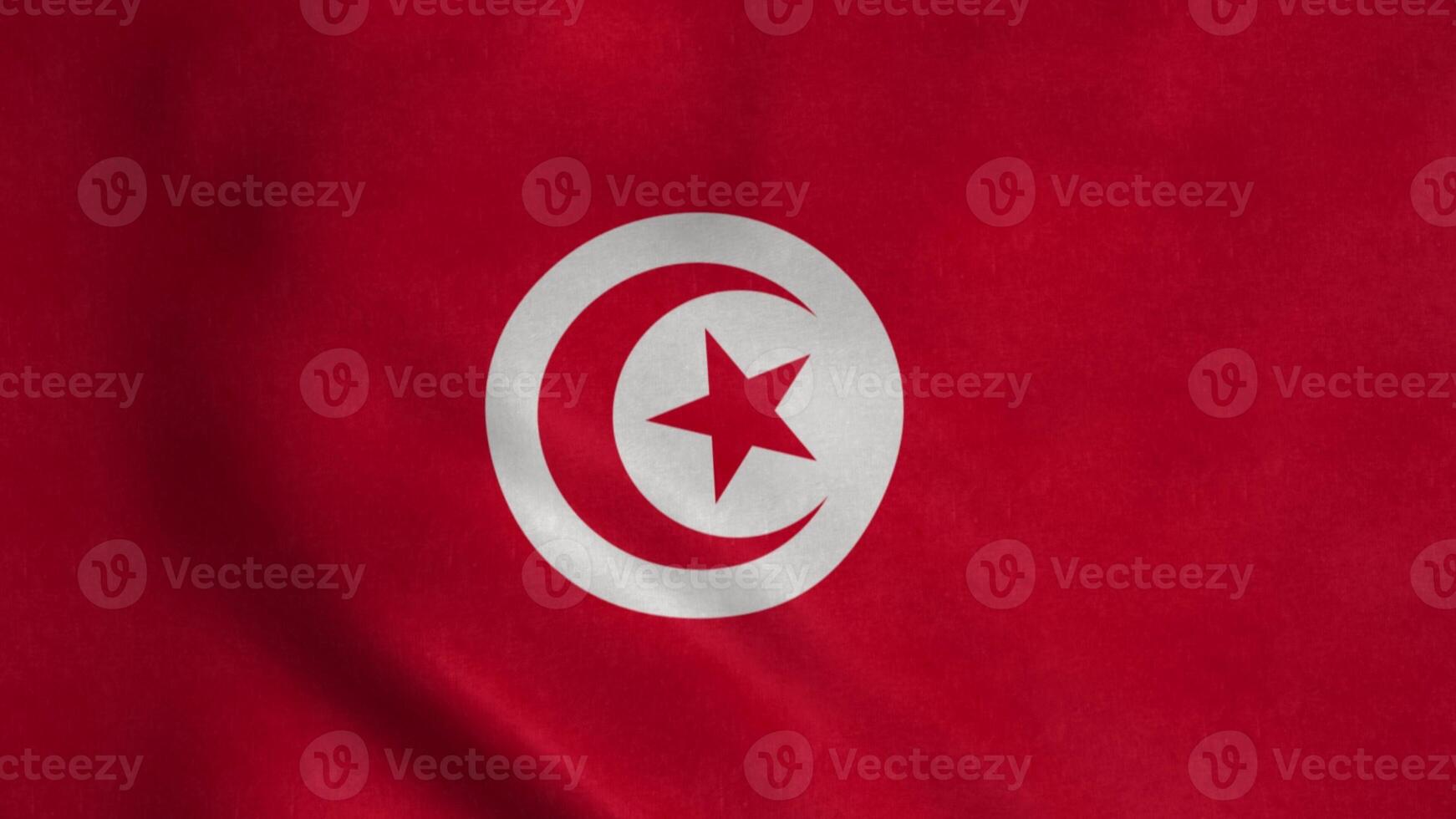 Flag of Tunisia, waving in wind. Realistic flag background. 3d illustration photo
