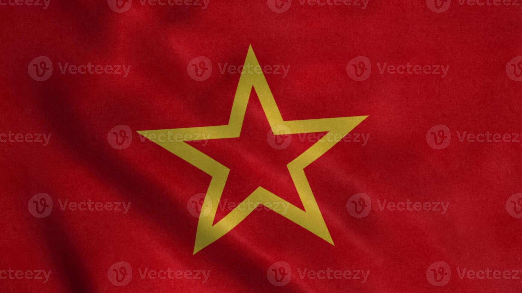 Red Army flag blowing in the wind. Realistic flag background. 3d illustration photo