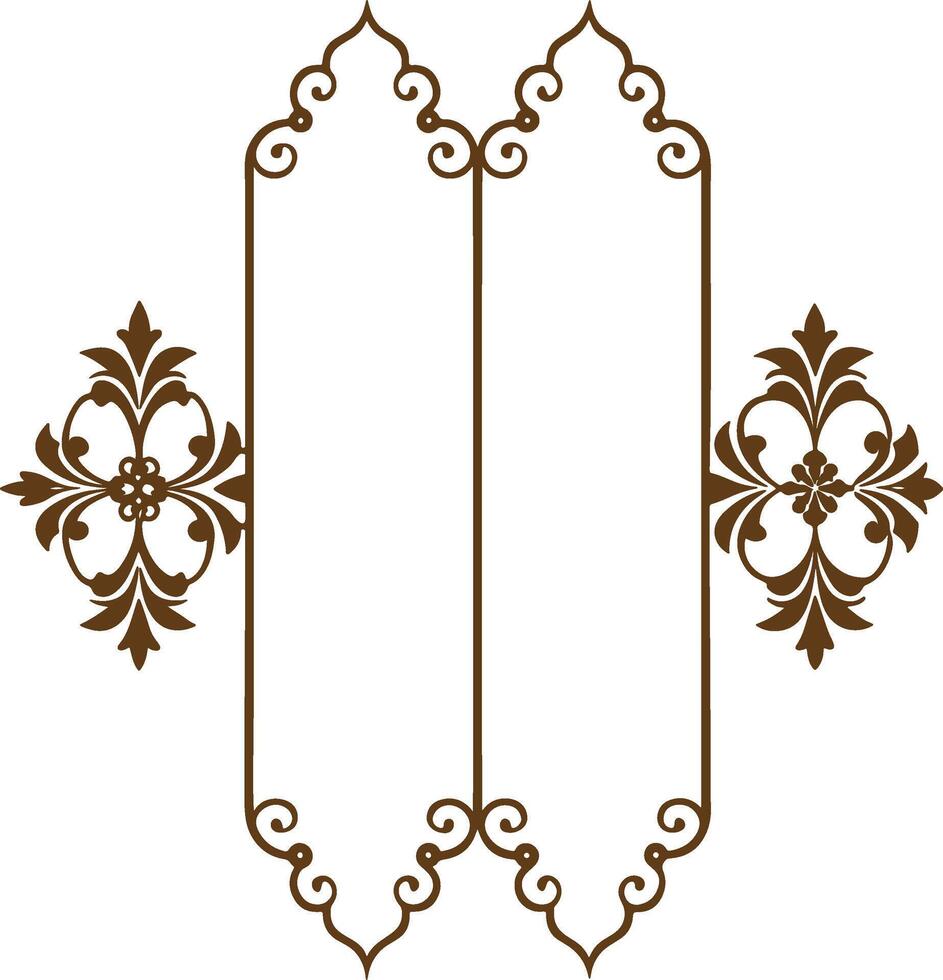 An ornate frame with two ornate leaves vector