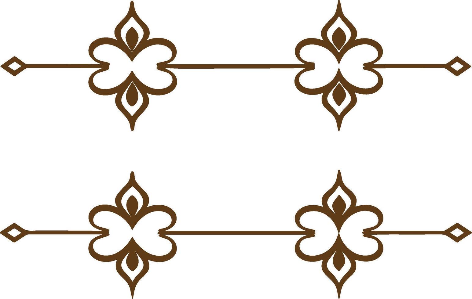 A set of decorative designs in brown vector