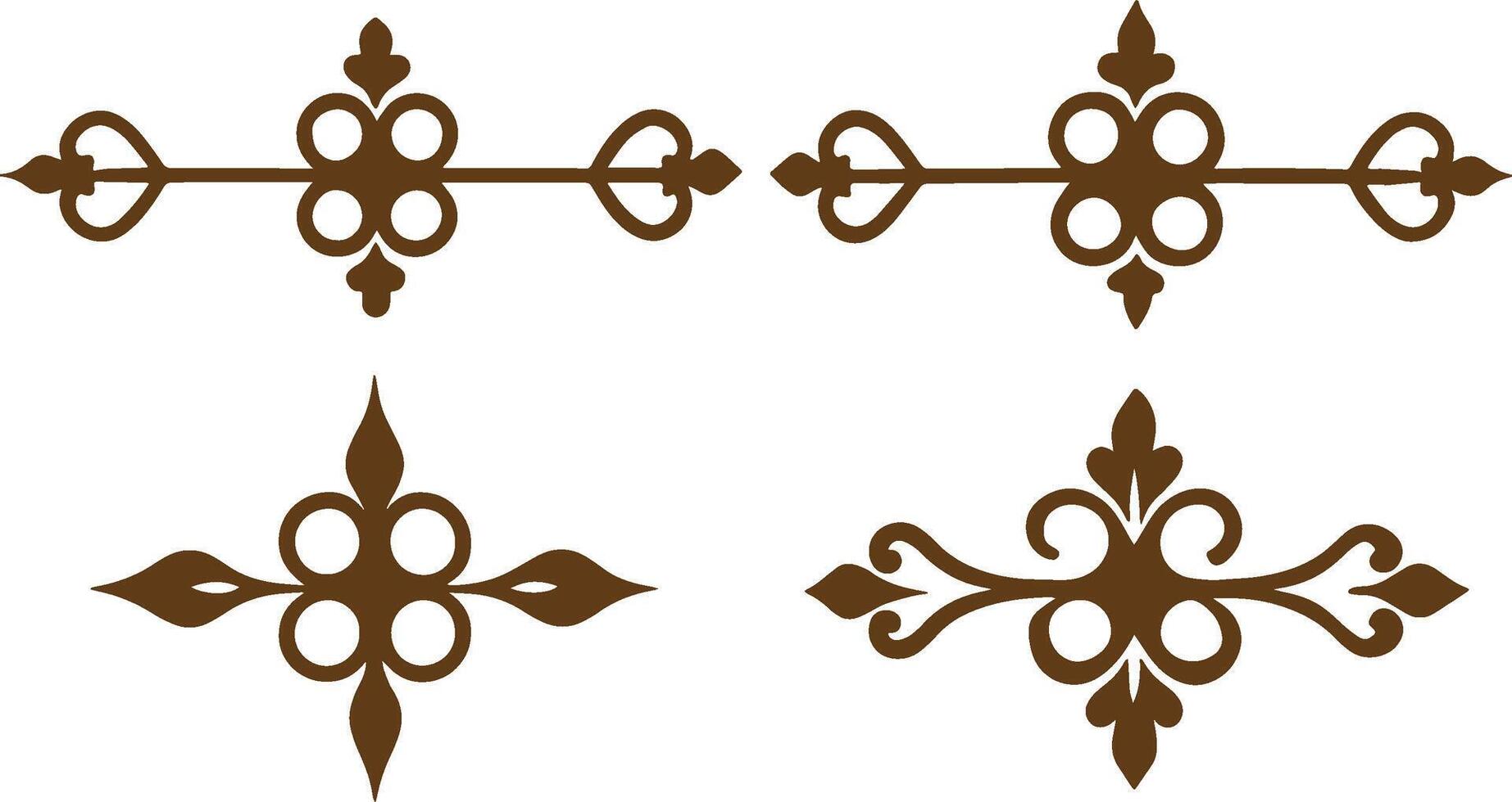 Four decorative cross designs in brown vector