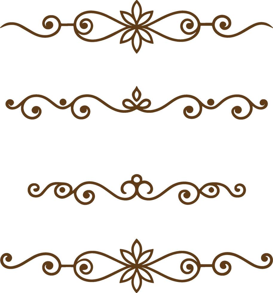 Set of decorative scroll border elements illustration vector