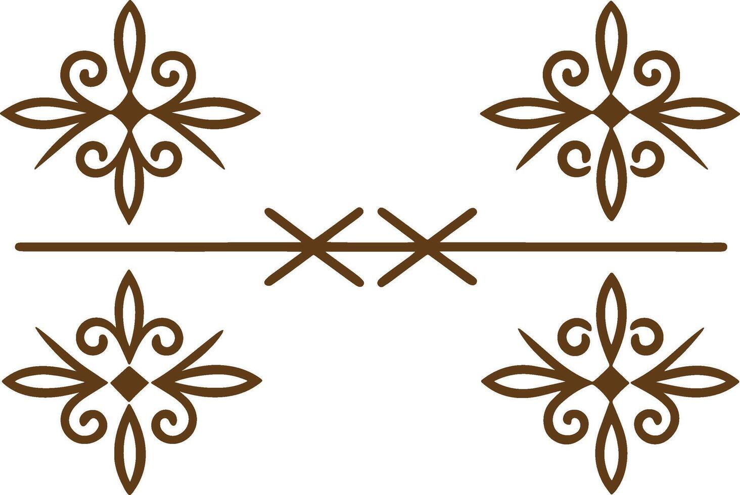 Four decorative designs in brown and white vector