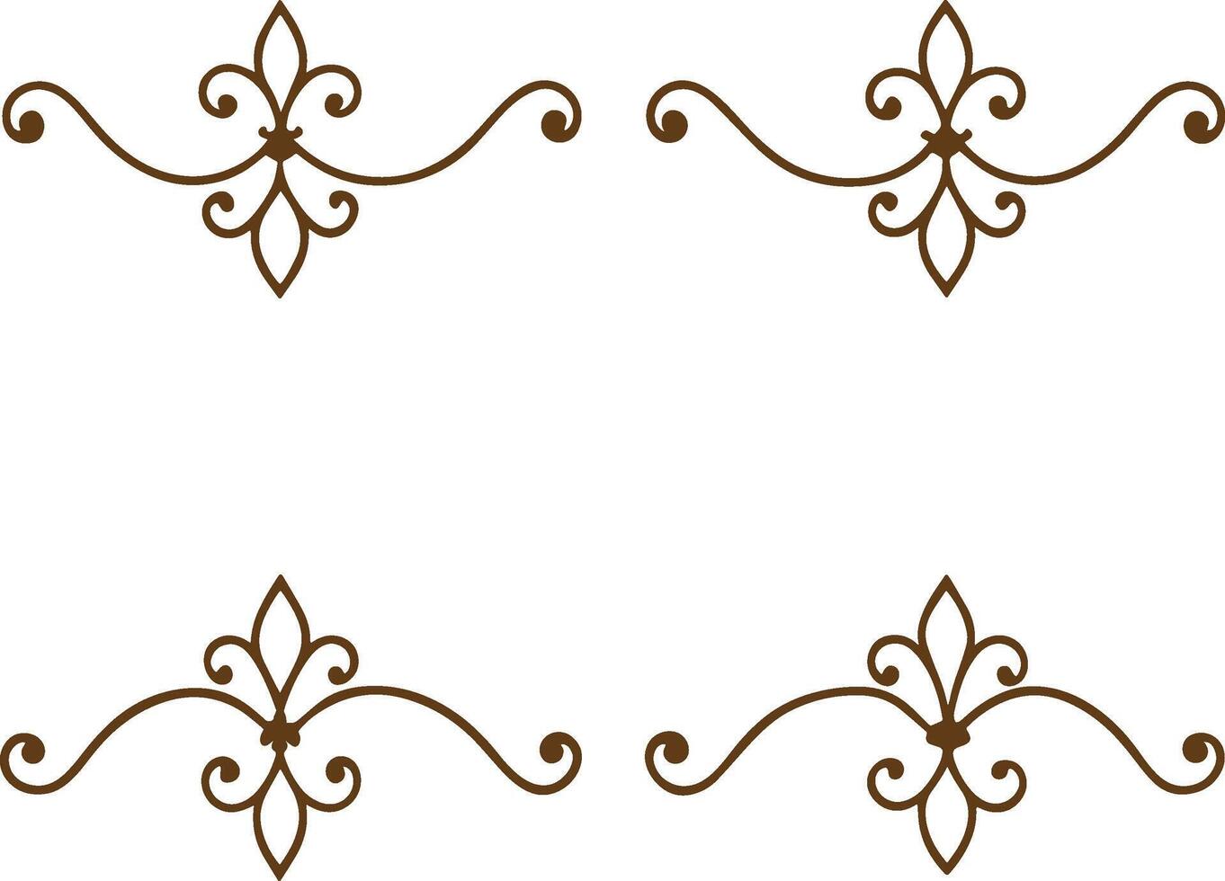 A set of decorative scroll frames with brown and white vector