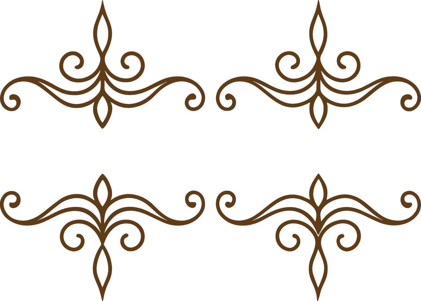 Four decorative swirls in brown on a white background vector