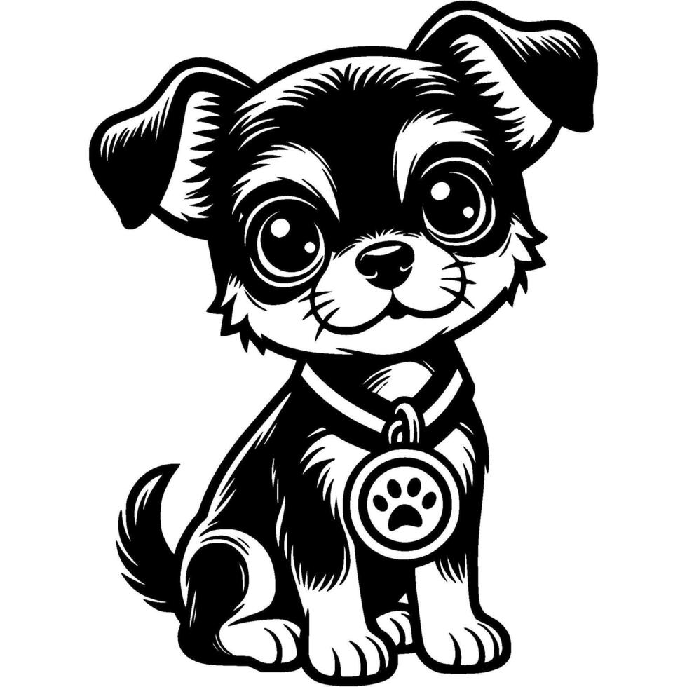 a black and white drawing of a chihuahua dog vector