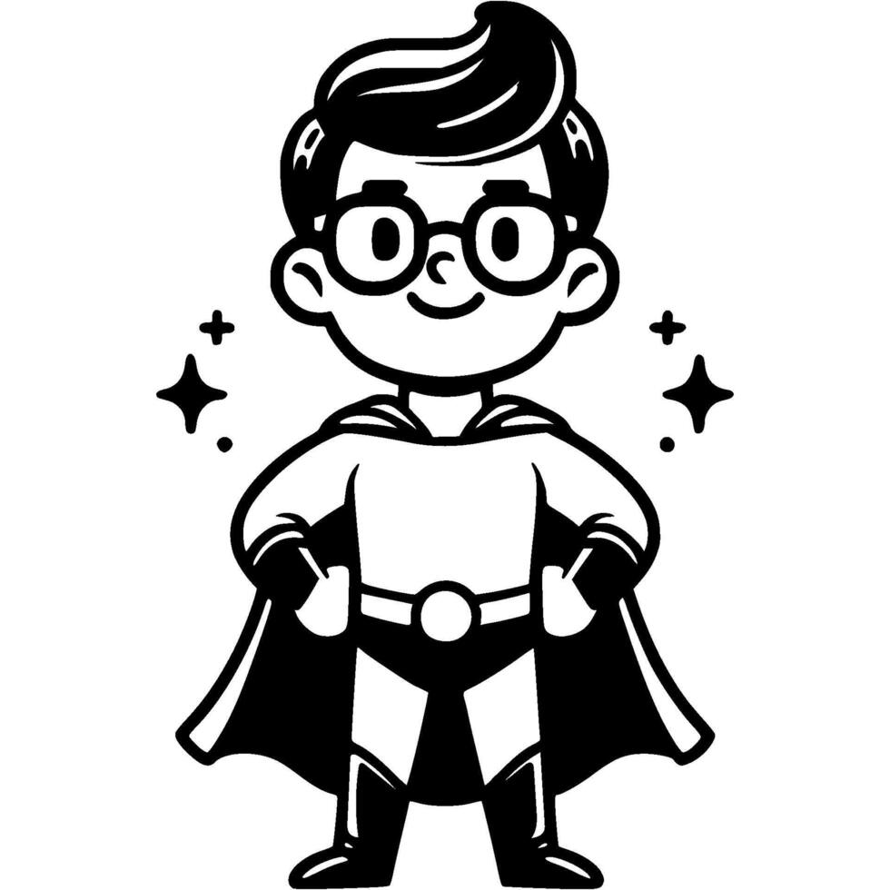 a cartoon superhero with glasses and a cape vector
