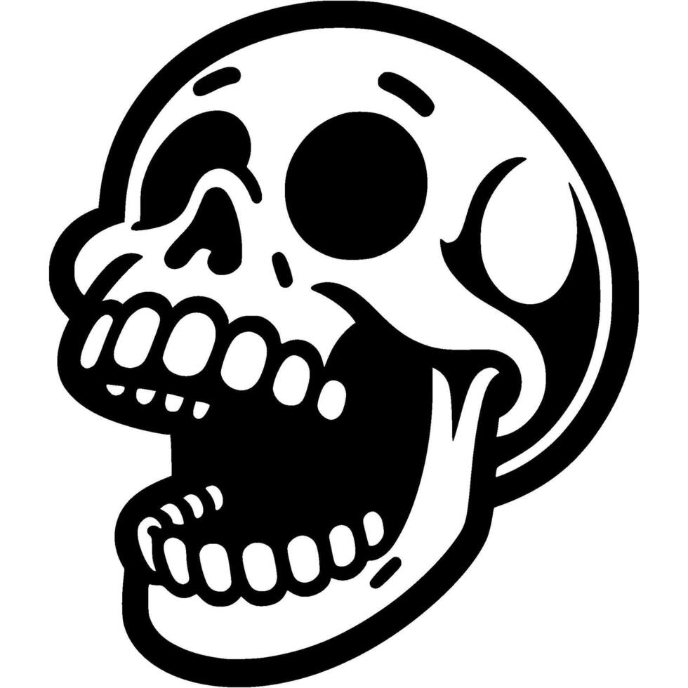 a black and white skull with open mouth vector