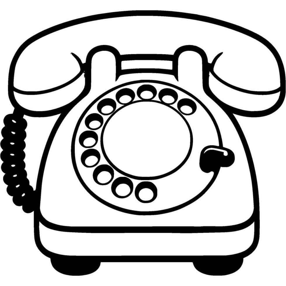 an old fashioned telephone is shown in black and white vector