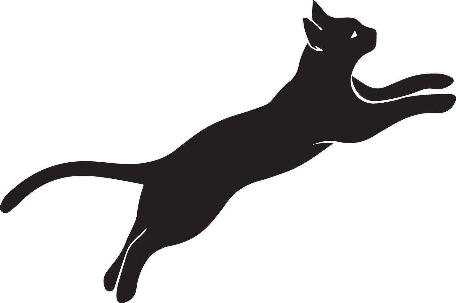 A solid black color cat hunting icon crafted for various companies, featuring a clean, beautiful, and adorable design. Ideal for logos, posters, t-shirts, and more vector