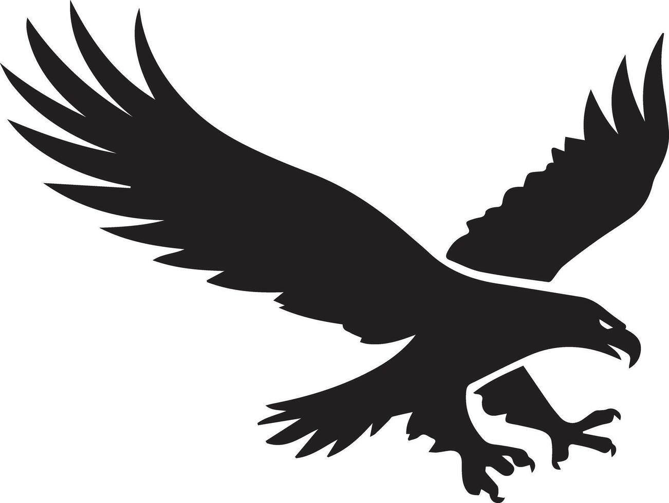 A solid black color eagle icon crafted for various companies, featuring a clean, beautiful, and adorable design. Ideal for logos, posters, t-shirts, and other graphic projects vector