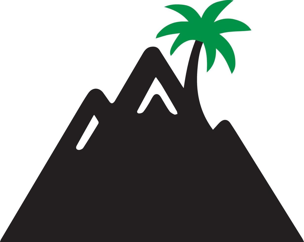 A black color mountain with tree icon designed for various companies. The design is clean, visually striking, and captivating, making it ideal for logos, posters, t-shirts, and other graphic projects vector