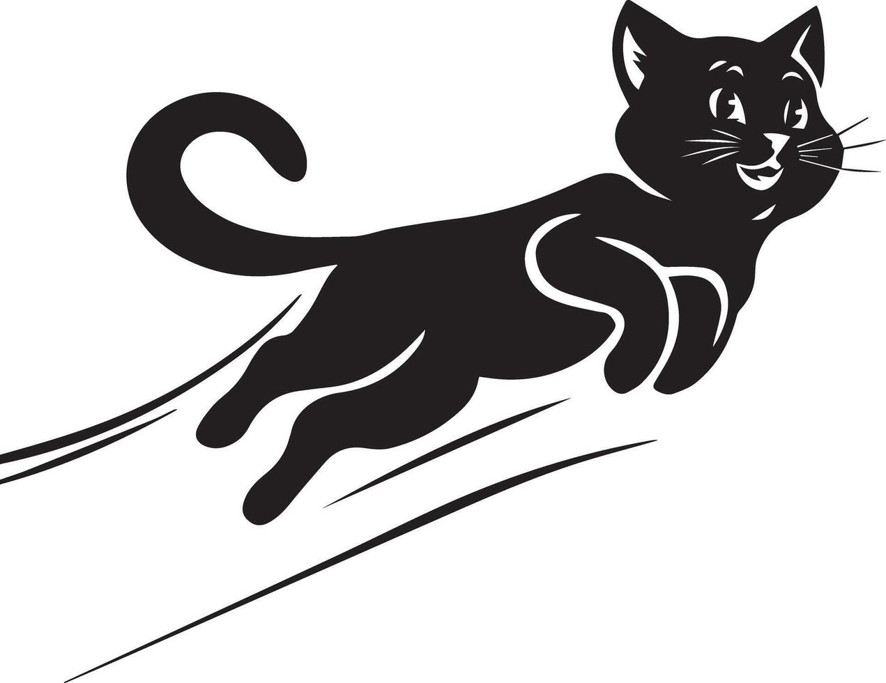 A solid black color cat jumping icon crafted for various companies, featuring a clean, beautiful, and adorable design. Ideal for logos, posters, t-shirts, and other graphic projects vector