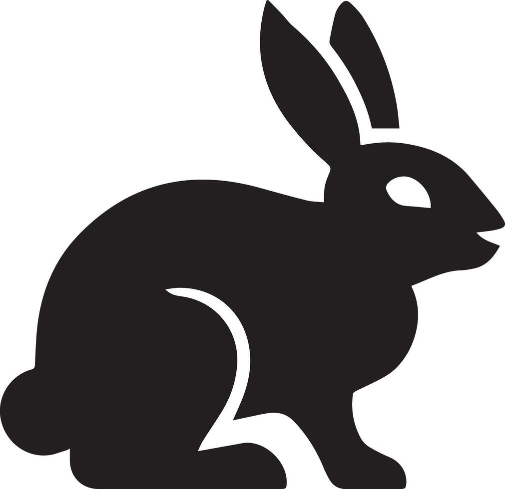 An adorable solid black rabbit icon designed for various companies. The design is clean, striking, and beautiful, making it ideal for logos, posters, t-shirts, and other graphic projects vector