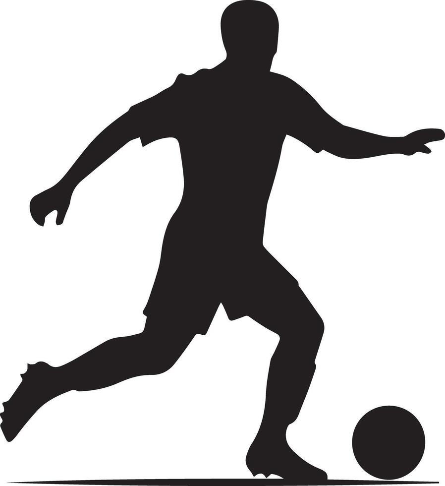A football player with a ball block solid colour icon created for various teams. The design is clean and striking, making it perfect for logos, posters, t-shirts, and other graphical projects vector