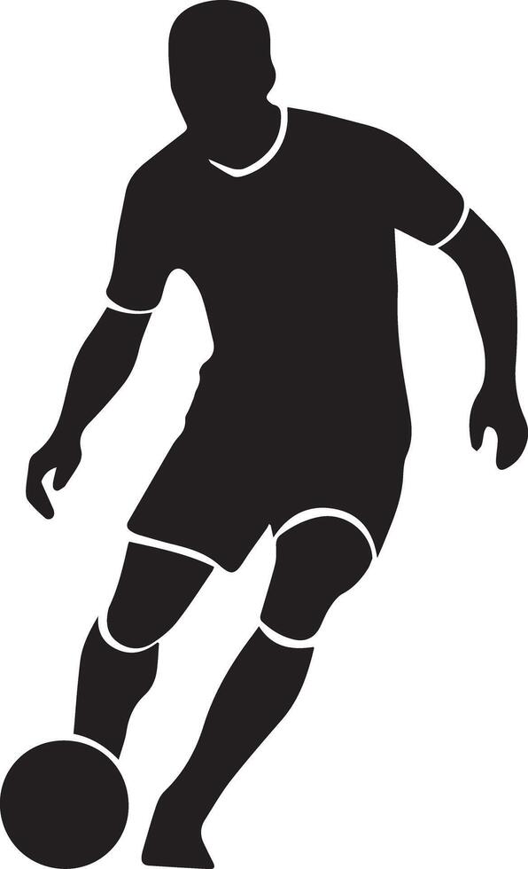 A football player playing with a foot icon created for various teams. The design is clean and striking, making it perfect for logos, posters, t-shirts, and other football league vector