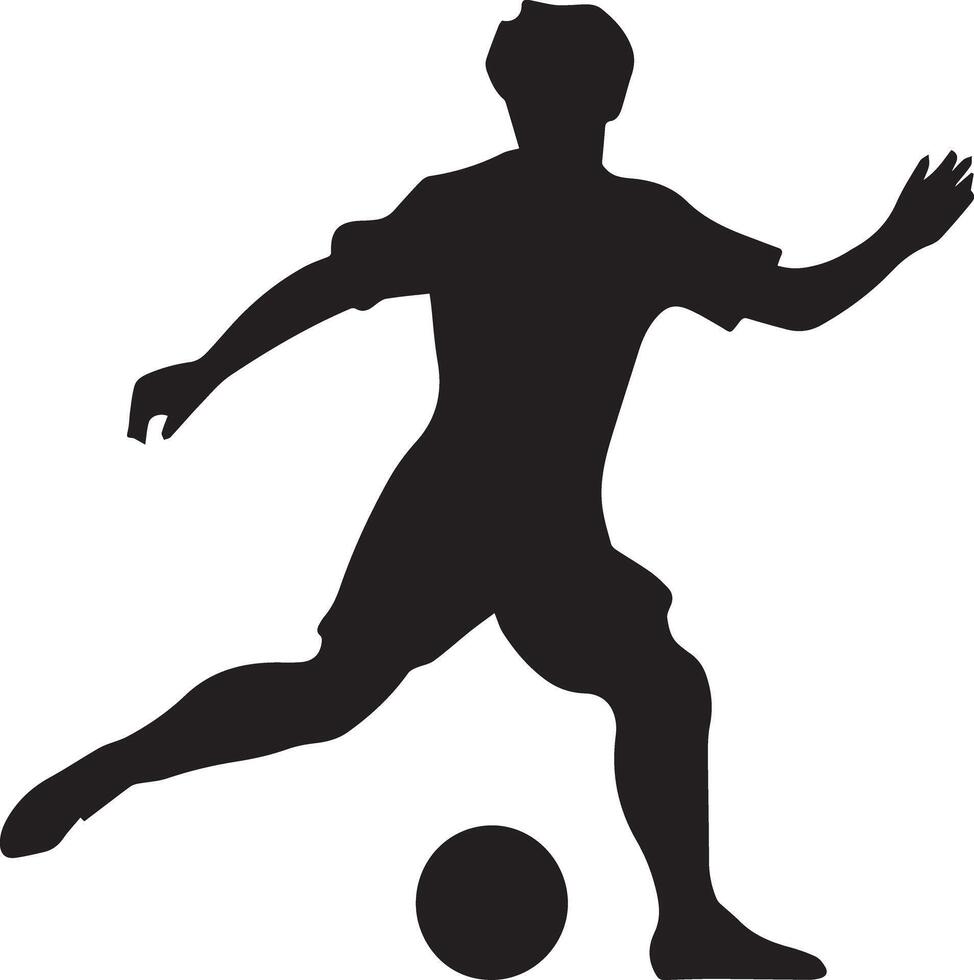 A football player is playing with a soccer icon created for various teams. The design is clean and striking, making it perfect for logos, posters, t-shirts, and other teams. vector
