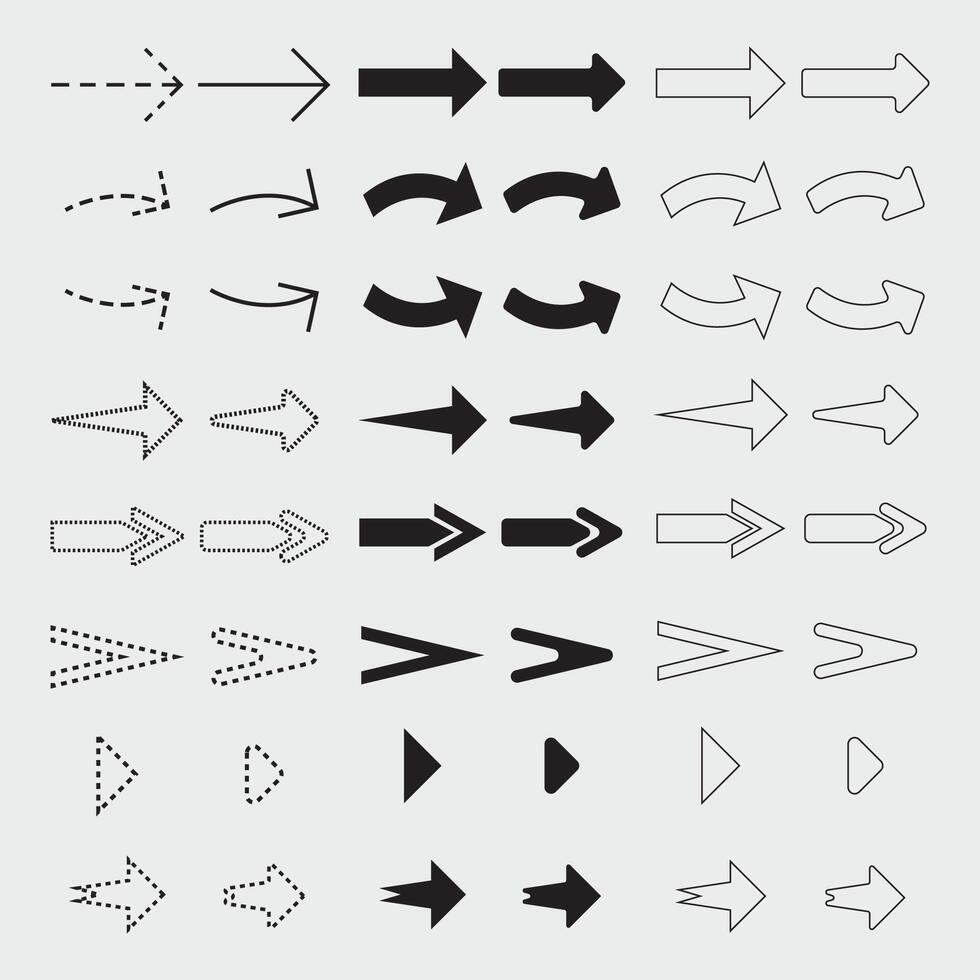 various designs of arrow icon sets vector