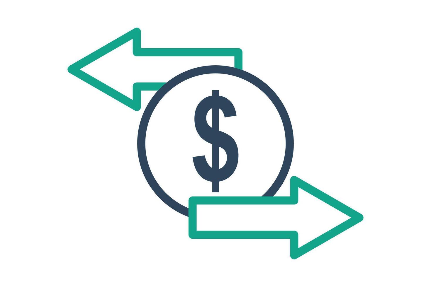 Transfer icon. line icon style. money with arrow. icon related to bill and payment. business elements illustration vector