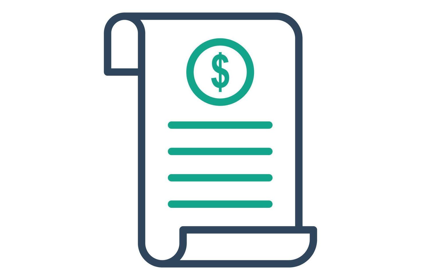 Receipt icon. line icon style. paper with dollar. icon related to bill and payment. business elements illustration vector