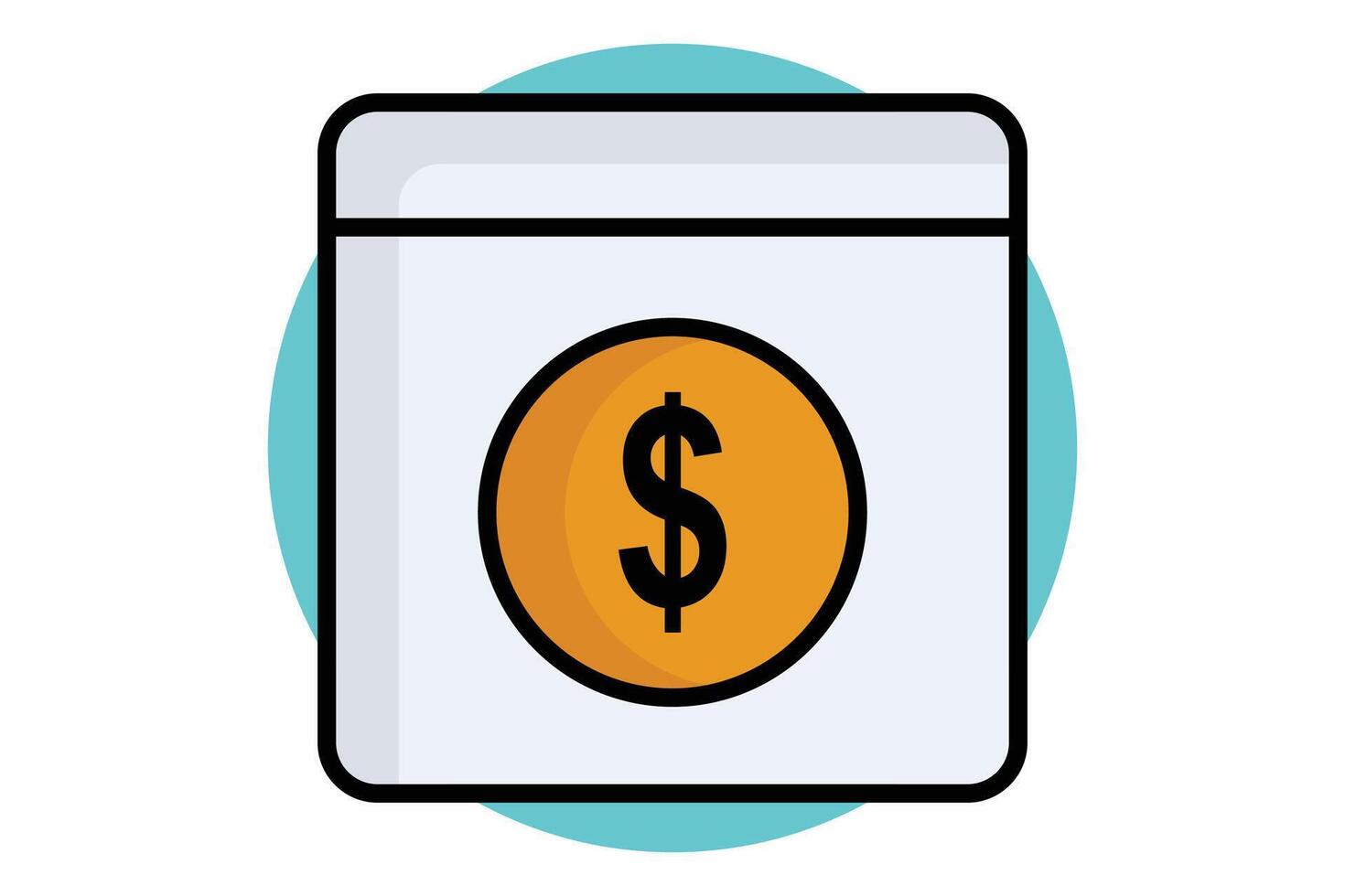 Payment colored outline icon. dollar sign with circle. icon related to bill and payment. business elements illustration vector