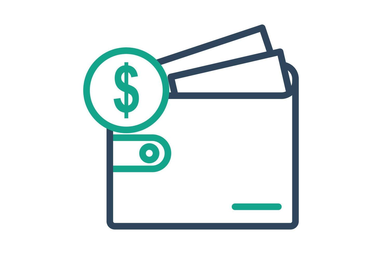 Finance icon. line icon style. wallet with dollar. icon related to bill and payment. business elements illustration vector