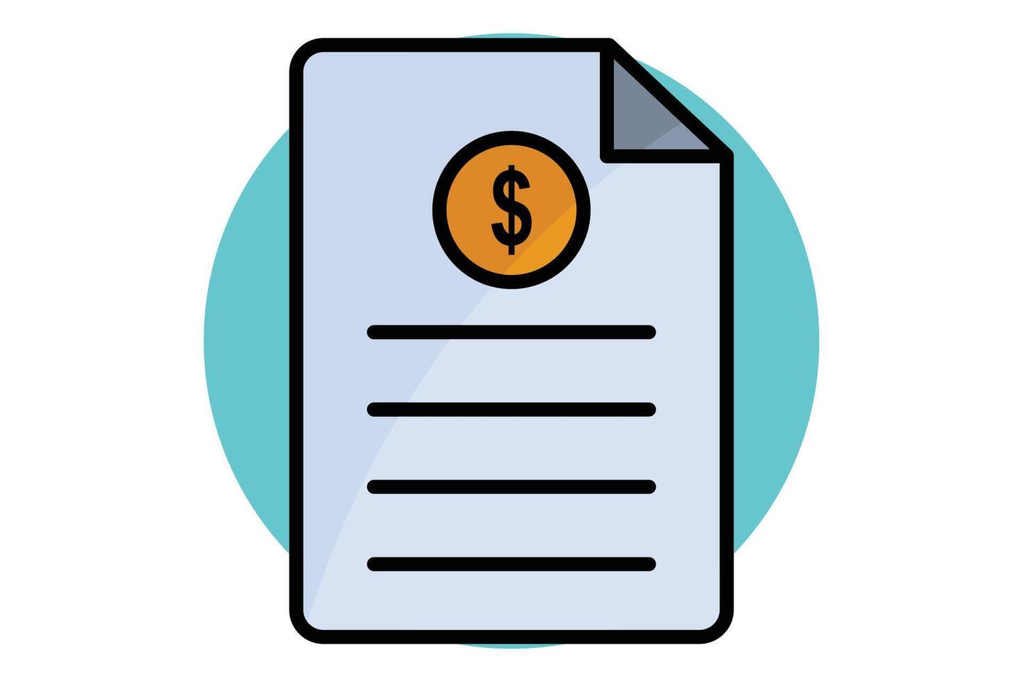Invoice colored outline icon. paper with dollar. icon related to bill and payment. business elements illustration vector
