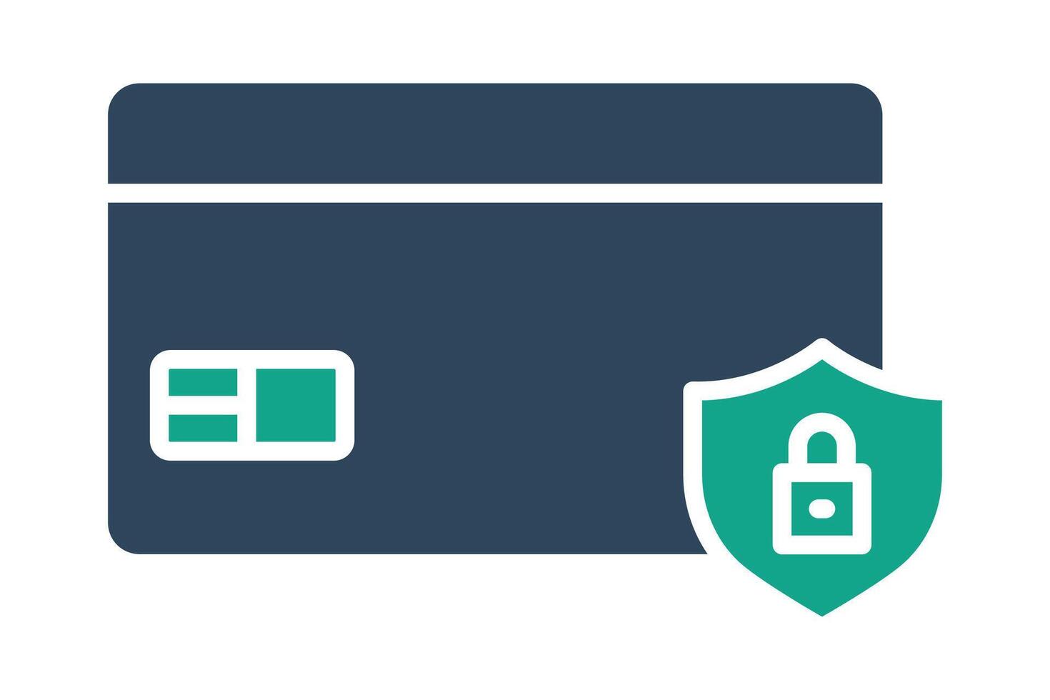 Secure payment icon. solid icon style. credit card with shield. icon related to bill and payment. business elements illustration vector