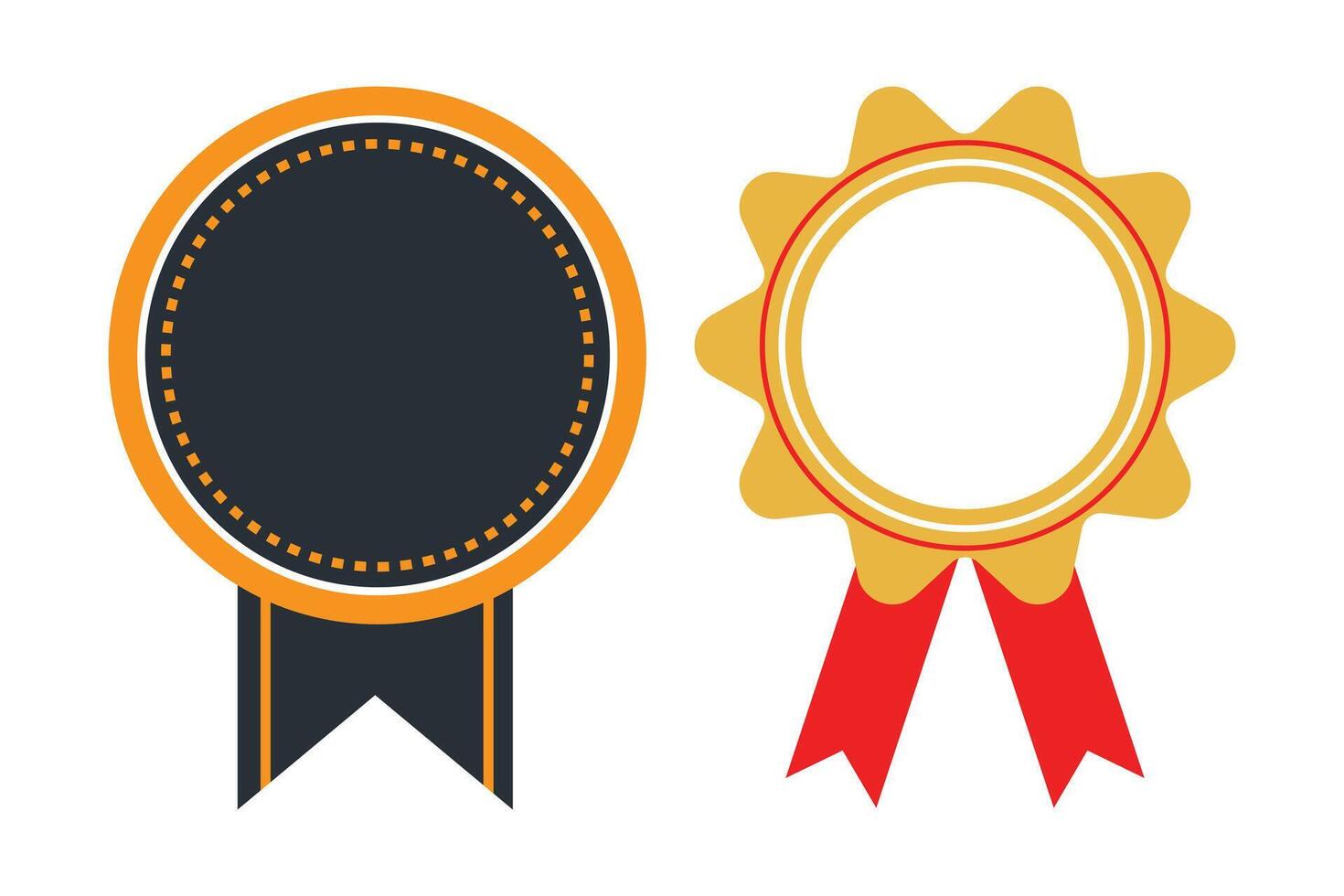 Blank Award Ribbons with Circular Frames and Red Ribbon, Design Element for Certificates, Labels, Logos vector