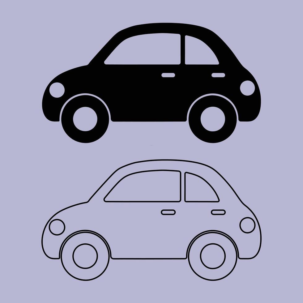 Car Silhouette on white background. Vehicle icons set view from side. vector