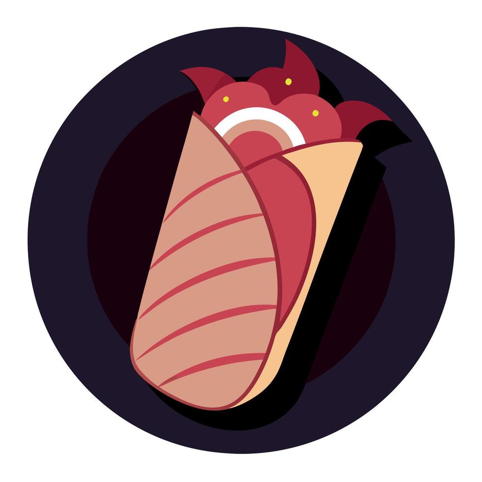 Beef Bacon wrap on dark background vector