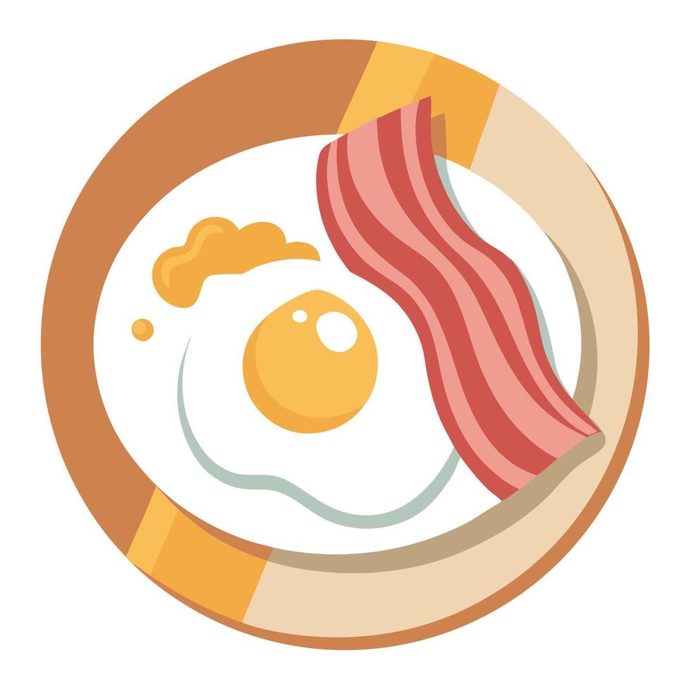 A white plate topped with bacon and scrambled eggs vector