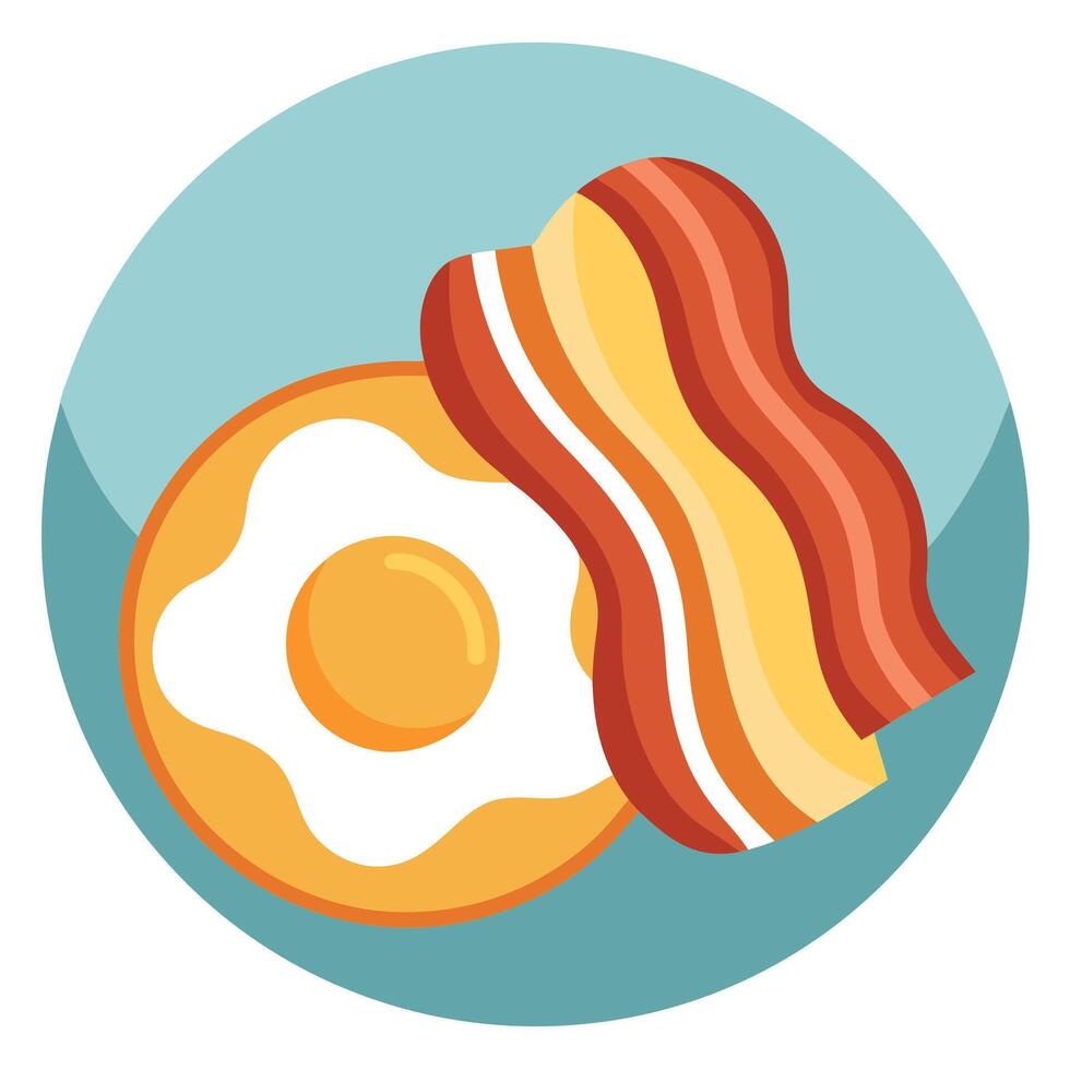 Crispy Bacon and Sunny-Side-Up Eggs vector