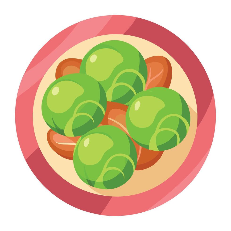 Brussels sprouts cooked with bacon vector