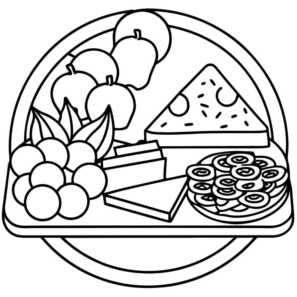 Elegant charcuterie board with a variety of cured meats. cheeses. olives. and crackers. vector