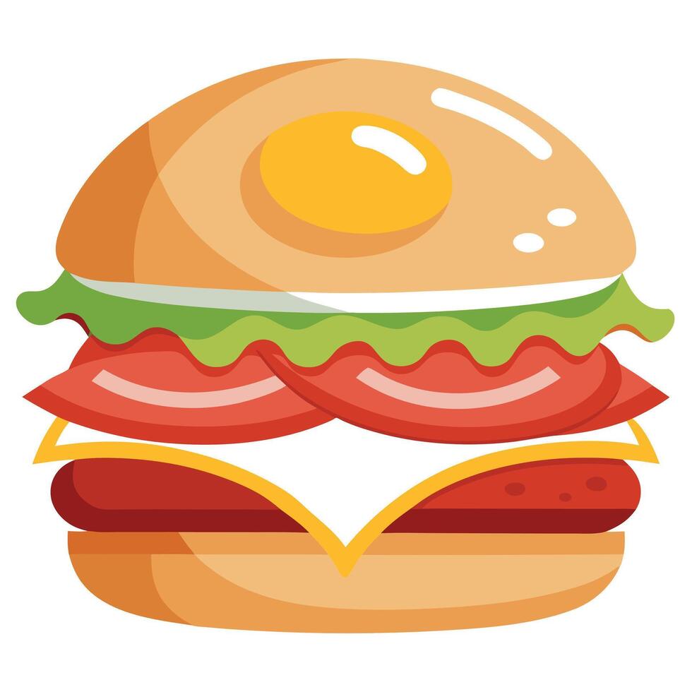 A cheeseburger with bacon and egg vector
